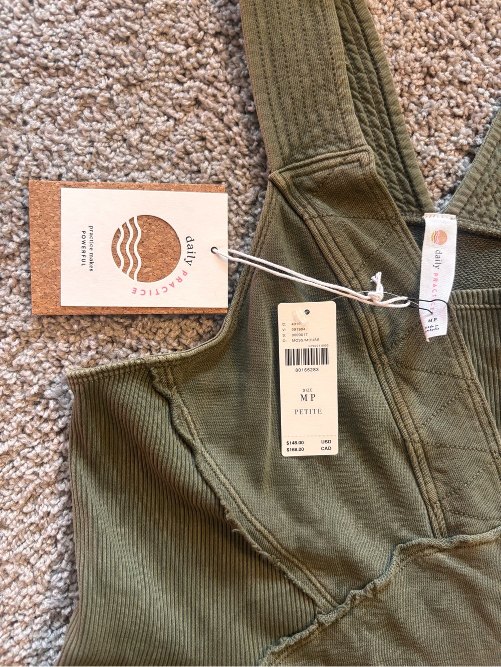 Daily Practice Olive Wide-Leg Overalls Jumpsuit - NWT medium - Picture 2 of 9